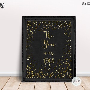 The Year Was 1968.. Gold &amp; Silver DOWNLOAD PRINTABLE, 50th Anniversary ...
