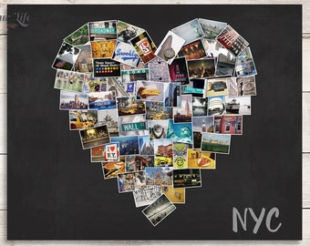 I Love New York Art Print, NYC Decor, NYC Heart Collage Art, New York City Print, New York City, New York Decor