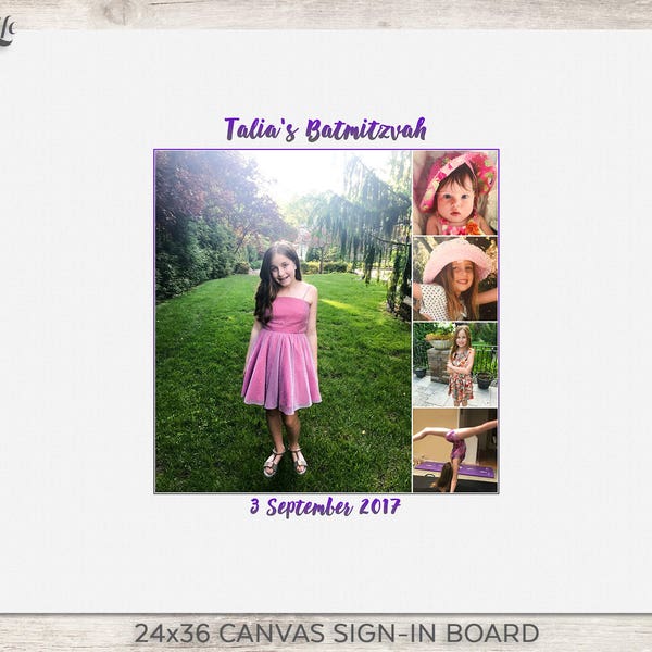 Photo Collage on Canvas, Bar-Mitzvah sign-in Board, Bat Mitzvah Sign-In Board, Wedding Canvas Sign-In, Photo Sign- in Board