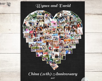 20th Anniversary Heart Photo Gift,  20th Birthday,  20th Anniversary Gift for Wife, 20th Chinese Anniversary,  20th Mother's Day