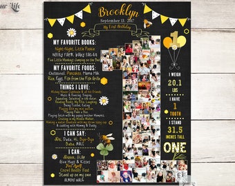 BEES 1st Birthday, Bee-Day Photo Collage, Bees Birthday, Bees Birthday, 1st Birthday Bees Party Decor