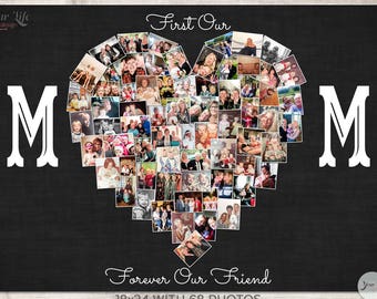 First My MOM, Forever My Best Friend Gift, Mom Photo Gift, Mom Birthday Gift, Mom Heart Photo Collage, Gift for Mum, Mother's' Day Gift