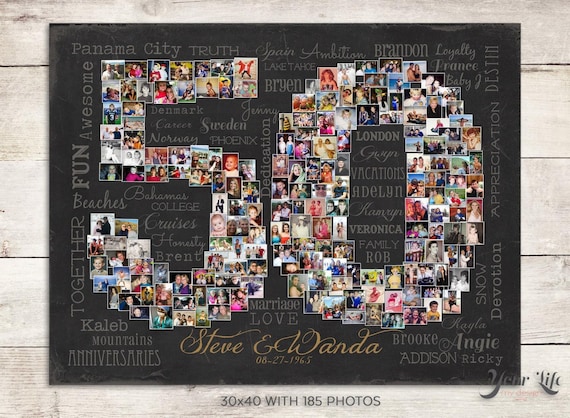 50th Wedding Anniversary Gift,  50th Birthday Decoration,  Anniversary Gift for Wife, 50th Gift for women, 50th Birthday Gift, Photo Collage