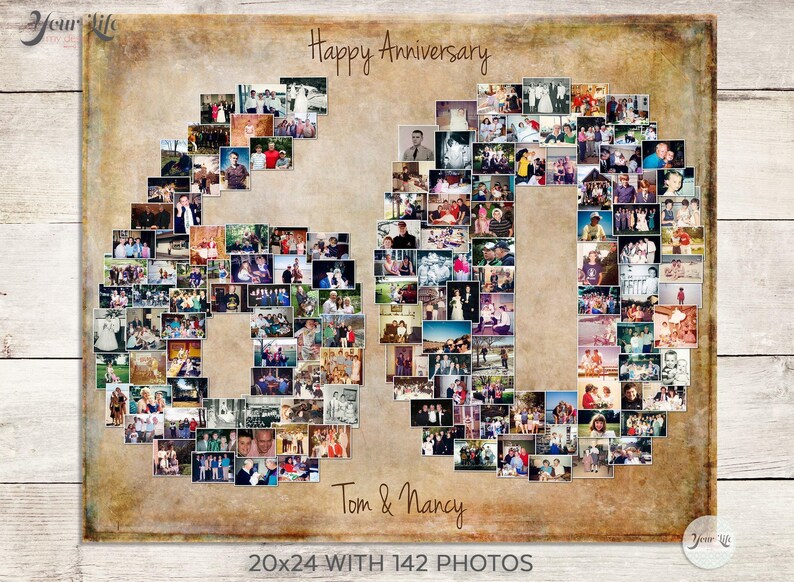 60th Photo Collage, 60th Birthday Decor, 60th Birthday Gift, Digital File Option image 9