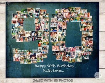 90er Geburtstagsgeschenk, 90er Hochzeitstag Geschenk, 90er Geburtstag Dekoration, Jahrestagsgeschenk für Frau, 90er Fotocollage, 90er Jahre Dekor
