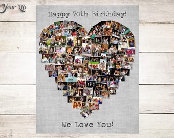 70th Birthday Gift, 70th Wedding Anniversary Gift, 70th Birthday Decoration, Birthday Gift for Wife, Photo Collage