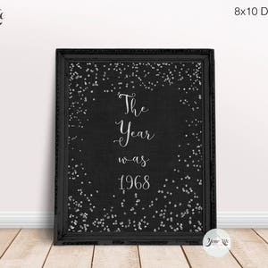 The Year Was 1968.. Gold &amp; Silver DOWNLOAD PRINTABLE, 50th Anniversary ...