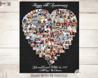 60. Geburtstagsgeschenk, 60. Geburtstag-Dekoration, Geschenk zum Jahrestag für Frau, Geschenk 60 für Oma, Geschenk 60 Geburtstag, Fotocollage 60