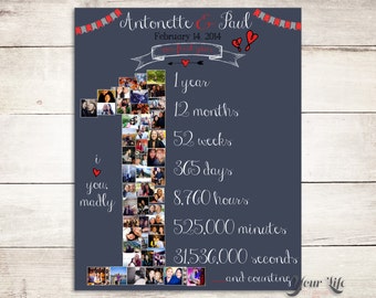 1ST ANNIVERSARY, Anniversary Photo Collage,  Anniversary Gift for boyfriend,  Anniversary Gift for girlfriend, First Anniversary