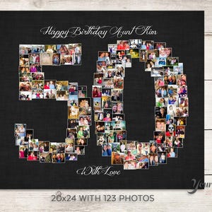 50th Wedding Anniversary Gift, 50th Birthday Decoration, Anniversary Gift for Wife, 50th Gift for women, 50th Birthday Gift, Photo Collage image 5
