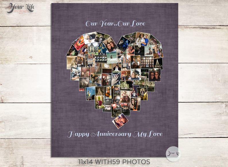 ONE YEAR Anniversary Gift, Anniversary Photo Collage, Anniversary Gift for Husband, One Year Wedding Gift, First Mother's Day image 4