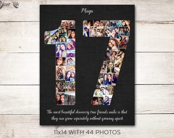 17.Geburtstagsgeschenk, 17.Hochzeitstag Geschenk, 17.Geburtstag Dekoration, Geburtstagsgeschenk für Teen, Fotocollage