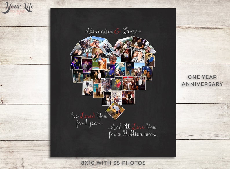 ONE YEAR Anniversary Gift, Anniversary Photo Collage, Anniversary Gift for Husband, One Year Wedding Gift, First Mother's Day image 5