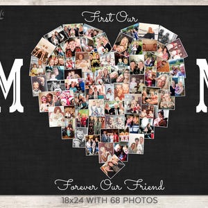 First My MOM, Forever My Best Friend Gift, Mom Photo Gift, Mom Birthday Gift, Mom Heart Photo Collage, Gift for Mum, Mother&#39;s&#39; Day Gift