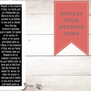 Wedding Vows on Canvas, Wedding Vow Art, Custom Vows, Anniversary Gift, Wedding Gift, Valentines Day Vows Display at your Wedding image 3