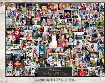 FAMILIE Foto Collage, Foto Wandkunst, Hochzeitstag der Eltern, Familienfotogeschenk, Erinnerungswandkunst