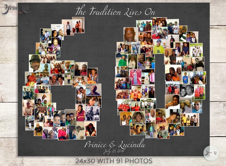 60th Photo Collage, 60th Birthday Decor, 60th Birthday Gift, Digital File Option image 8