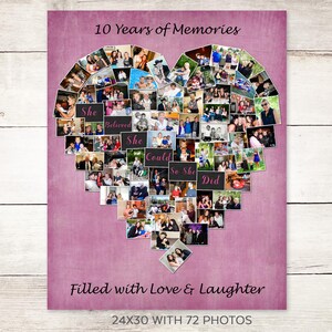 INSPIRATIONAL COLLAGE, (Choose 5 words for middle of heart), Heart Photo Collage, &quot;She Believed She Could&quot;, Mother&#39;s Day Photo Gift