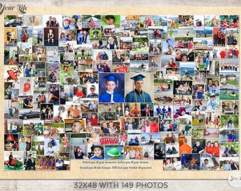 Abschluss-Foto-Collage-Geschenk, benutzerdefinierte Abschluss-Party-Dekor, Abschluss-Collage