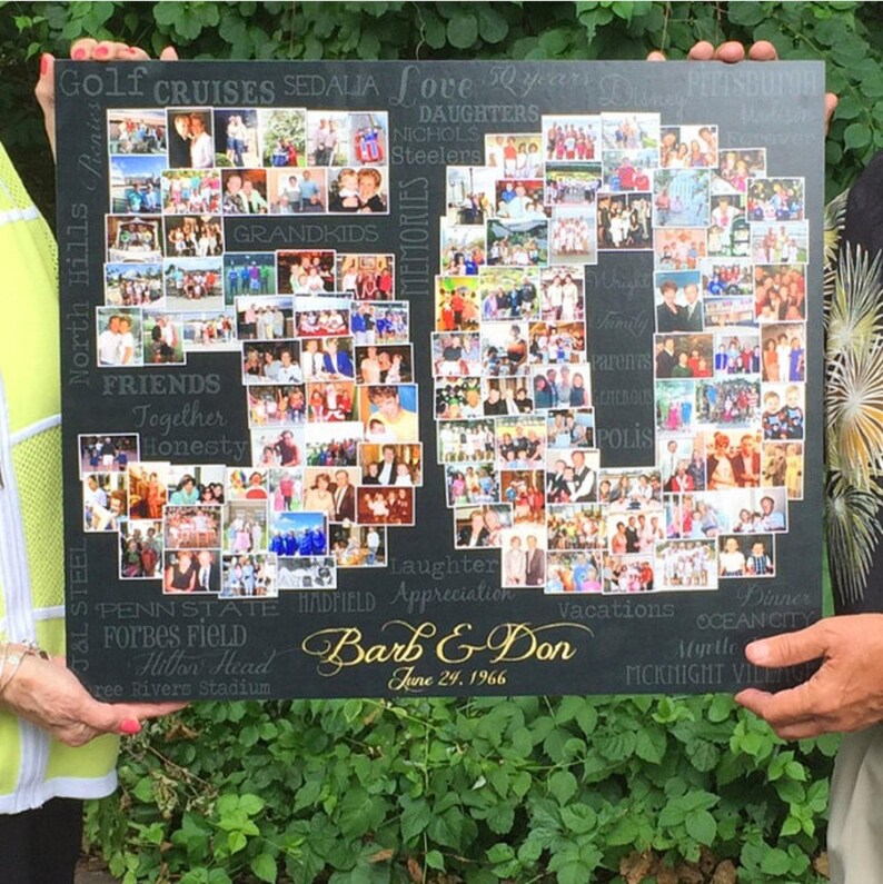 50th Wedding Anniversary Gift, 50th Birthday Decoration, Anniversary Gift for Wife, 50th Gift for women, 50th Birthday Gift, Photo Collage image 9