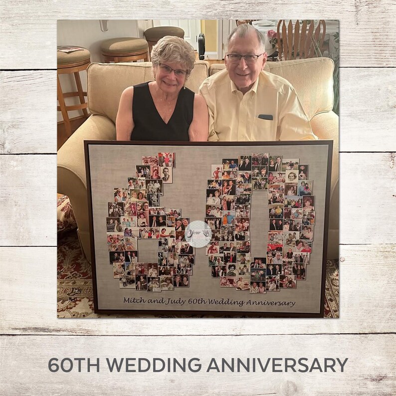 60th Photo Collage, 60th Birthday Decor, 60th Birthday Gift, Digital File Option image 10