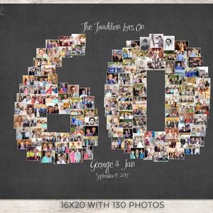 60th Photo Collage, 60th Birthday Decor, 60th Birthday Gift, Digital File Option image 4