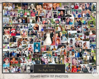 Custom Family Photo Collage, Anniversary Gift, Memory Wall Art