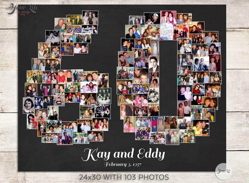 60th Photo Collage, 60th Birthday Decor, 60th Birthday Gift, Digital File Option image 6