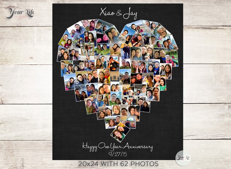 ONE YEAR Anniversary Gift, Anniversary Photo Collage, Anniversary Gift for Husband, One Year Wedding Gift, First Mother's Day image 3