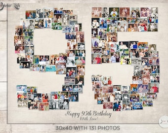 95er Geburtstagsgeschenk, 95er Geburtstagsdekoration, 95er Fotocollage, 95er Jahre Dekor
