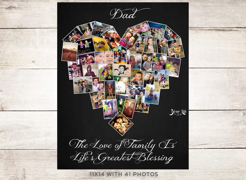 DAD Gift, Parent's Personalized Photo Collage, Dad Birthday Gift, Best Dad, Gift for mom, Gift for parents, Gift for Daddy, Fathers Day Gift image 3