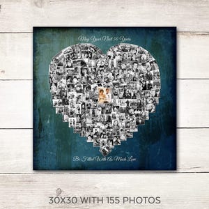 Coeur de célébration des 50 ans, cadeau d'anniversaire de mariage pour 50e, décoration de 50e anniversaire, collage de photos, décoration de 50e anniversaire