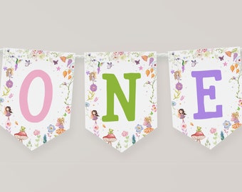 Guirnalda de hadas para trona, Guirnalda de hadas para trona (1er cumpleaños), Primer cumpleaños de hadas, Decoración para fiesta de hadas en el jardín, IMPRIMIBLE, P11