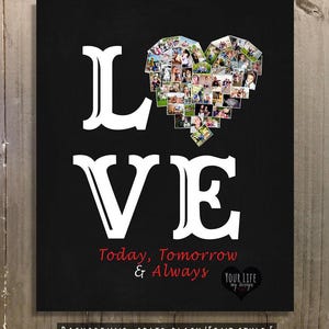 LOVE Heart Photo Collage, Personalized Photo gift, Anniversary Gift for Her, Gift for Him, Love gift for mom, Wedding Photo Gift