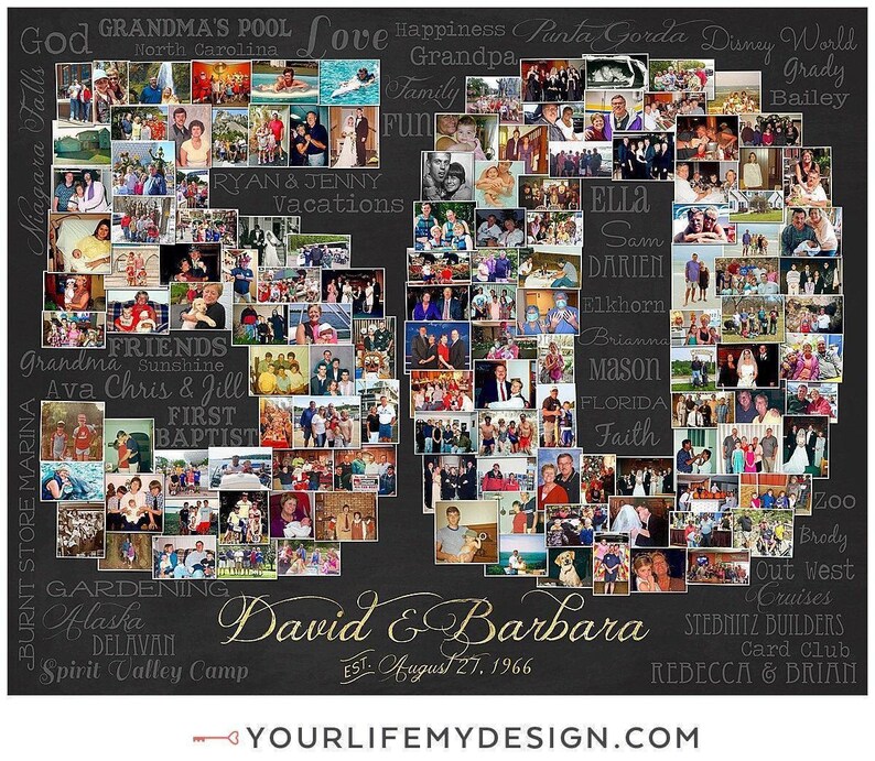 50th Wedding Anniversary Gift, 50th Birthday Decoration, Anniversary Gift for Wife, 50th Gift for women, 50th Birthday Gift, Photo Collage image 7