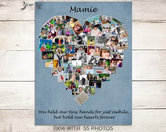 Grandmother Heart Photo Collage, Mother's Day Heart, Gift for Nana, Gift for Baba, Grandma Birthday, Digital File Option