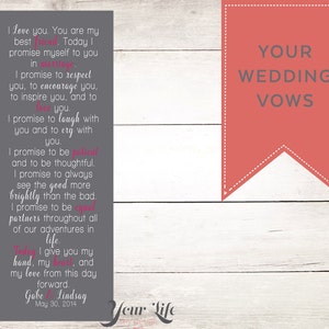 Wedding Vows on Canvas, Wedding Vow Art, Custom Vows, Anniversary Gift, Wedding Gift, Valentines Day Vows Display at your Wedding image 1