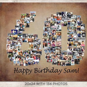60th Photo Collage, 60th Birthday Decor, 60th Birthday Gift, Digital File Option image 7