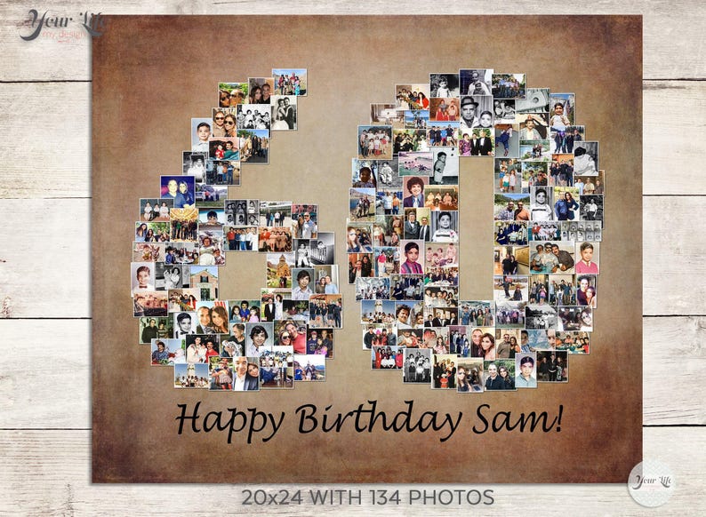 60th Photo Collage, 60th Birthday Decor, 60th Birthday Gift, Digital File Option image 7