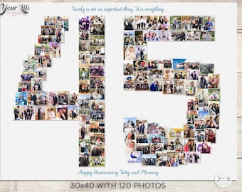 45th Birthday Gift, 45th Wedding Anniversary Gift,  45th Birthday Decoration,  Anniversary Gift for Wife, 45th Gift for Women, Photo Collage