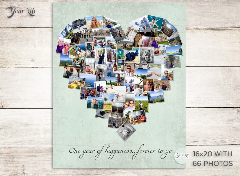 ONE YEAR Anniversary Gift, Anniversary Photo Collage, Anniversary Gift for Husband, One Year Wedding Gift, First Mother's Day image 1