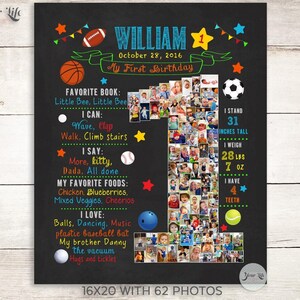 BALLS Chalkboard Sign, One Year Chalkboard, 1st Birthday Chalkboard Boy, Babys 1st Birthday Sign, Sports Balls, Birthday Party Decor