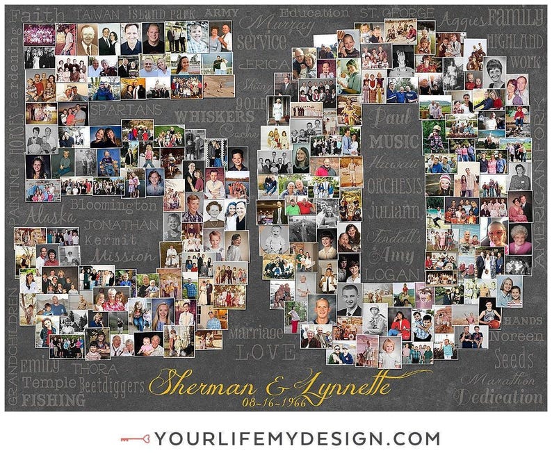 50th Wedding Anniversary Gift, 50th Birthday Decoration, Anniversary Gift for Wife, 50th Gift for women, 50th Birthday Gift, Photo Collage image 8