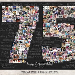 Geschenk zum 75. Geburtstag, Geschenk zum Hochzeitstag 75, Dekoration zum 75. Geburtstag, Geschenk zum Jahrestag für Frau, 75 Jahre Geschenk, Fotocollage 75