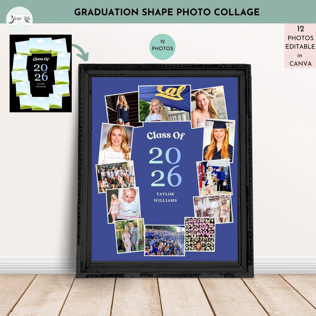 Graduation Memory Board: Class of 2026 Photo Collage | Editable Canva ...