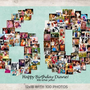 60th Photo Collage, 60th Birthday Decor, 60th Birthday Gift, Digital File Option image 5