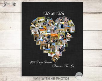 First Anniversary Gift, Anniversary Photo Collage,  Anniversary Gift for Husband,  Anniversary Gift for Wife, One Year Wedding Anniversary