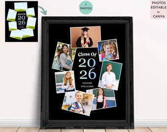 Class of 2026 Senior Tribute Memory Board | 7-Foto-Abschluss-Foto-Collage-Vorlage