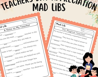 Editable Teacher Appreciation Mad Libs | Digital Download | printables | classroom gift