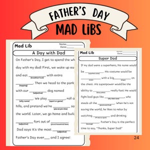 Father&#39;s Day Mad Libs: Fun Printable Game (Digital Download)